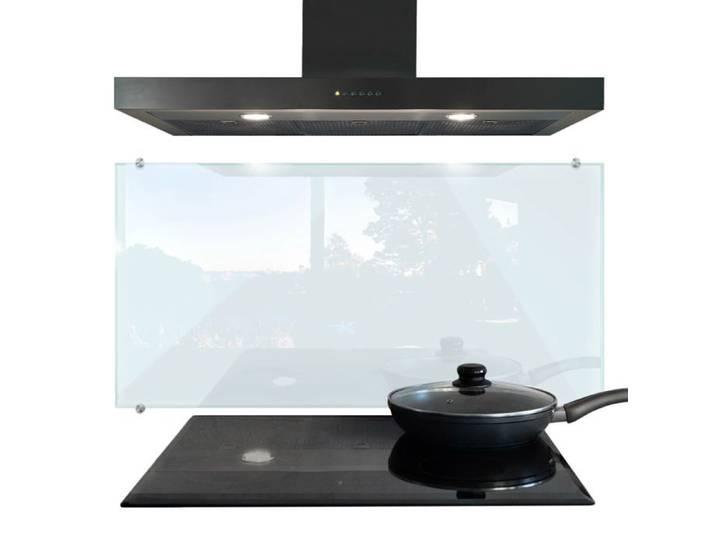 Fond de hotte en verre trempé 100x50 cm Protection murale cuisine transparente robuste et facile à nettoyer