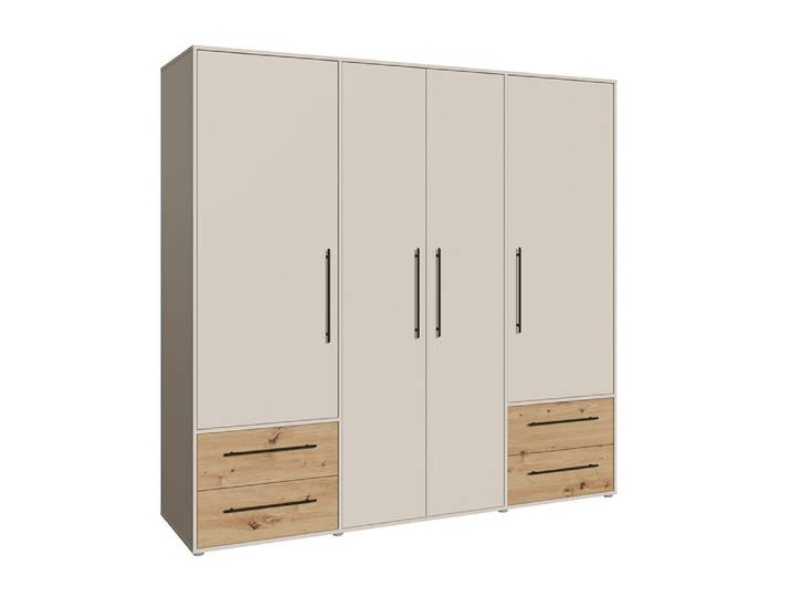 Armoire 4 portes 4 tiroirs. Mokkaris Sable/chene Artisan - Basika