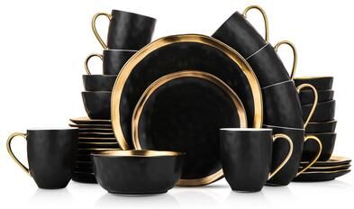 Stone Lain Porcelain Gold Halo Dinnerware Set