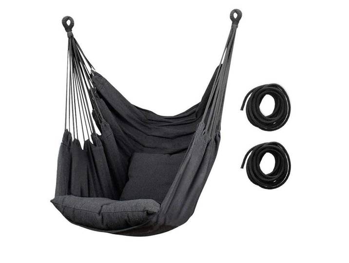 Hängematte Dunkelgrau Segeltuch, Schwarz, 7.6x1.5x25.4 cm, Gartenmöbel, Gartenschaukeln, Hängematten