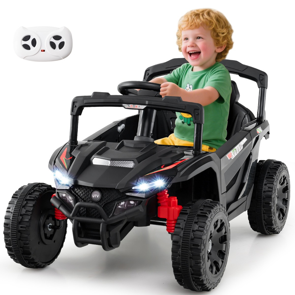 Costway Kinder 12V Elektrische UTV-truck met Afstandsbediening - Zwart
