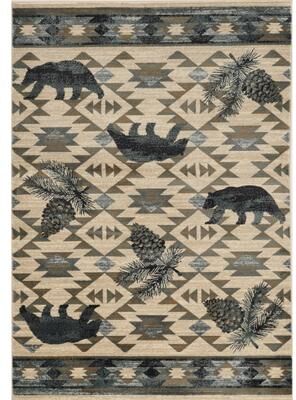 The Gray Barn Yoho Ivory and Blue Tribal Area Rug