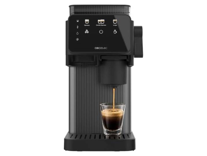 Cecotec Siebträgermaschine Power Espresso Grind&Tamp Compact, 15 bar, Hebel 5,5-Zoll-Touchdisplay, 10 kg präziser Anpressdruck, integriertes Mahlwerk, 1350 Watt, 1-l-Wassertank sowie 45-mm-Filterhalter