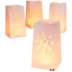 Gravidus 8 x Tütenwindlicht mit Wintermotiven Lichttüten Candlebags Deko Tüte