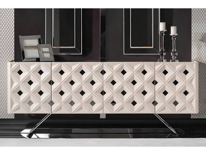 Xlmoebel Sideboard Weißes Holz-Metall-Sideboard im modernen Design von XLMOEBEL (Modernes Sideboard), Made in Europa