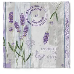 Sovie HOME Serviette Lavinia aus Tissue 33 x 33 cm, 20 Stück - Lavendel Rustikal Frühling Schmetterling