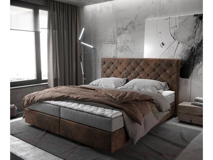 Boxspringbett Dream-Great 180x200 cm Braun Vintage mit Matratze und Topper, Boxspringbetten