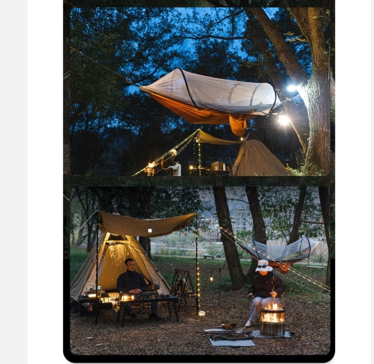 INF Hamac moustiquaire de camping solo - Hamac parachute en nylon à ouverture rapide, design en U anti-basculement et maille Vert