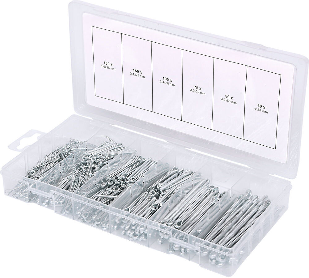 Sortiment Splinte, 555 Teile, 1,6 x 25,4 - 4 x 63,5 mm KS Tools
