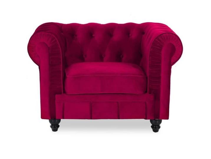 Fauteuil Chesterfield velours Altesse Rouge