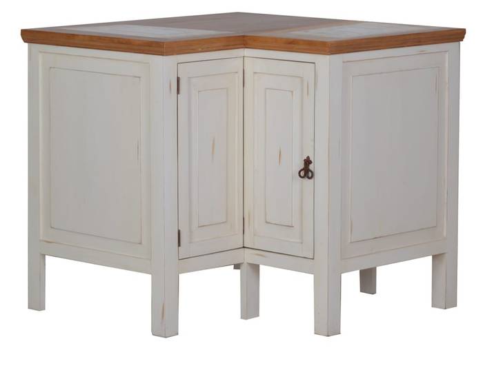 Mexico Eckmodul Old White mit Marmor Massivholz Pinie Landhaus Mexiko Möbel Mexikanisch