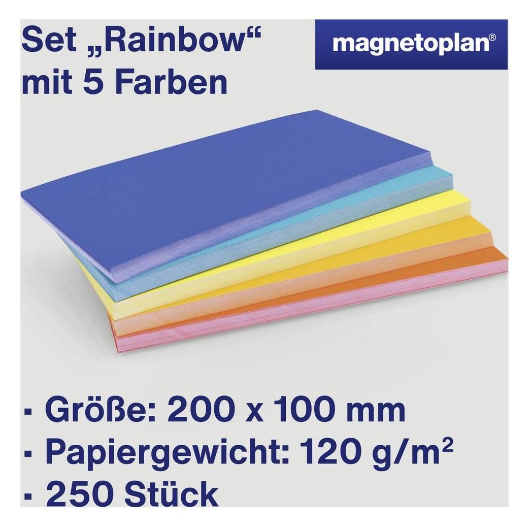 Magnetoplan Moderationskarten "Rainbow", 200 x 100 mm hergestellt mit 100 % pflanzlicher Farbe (112501540)