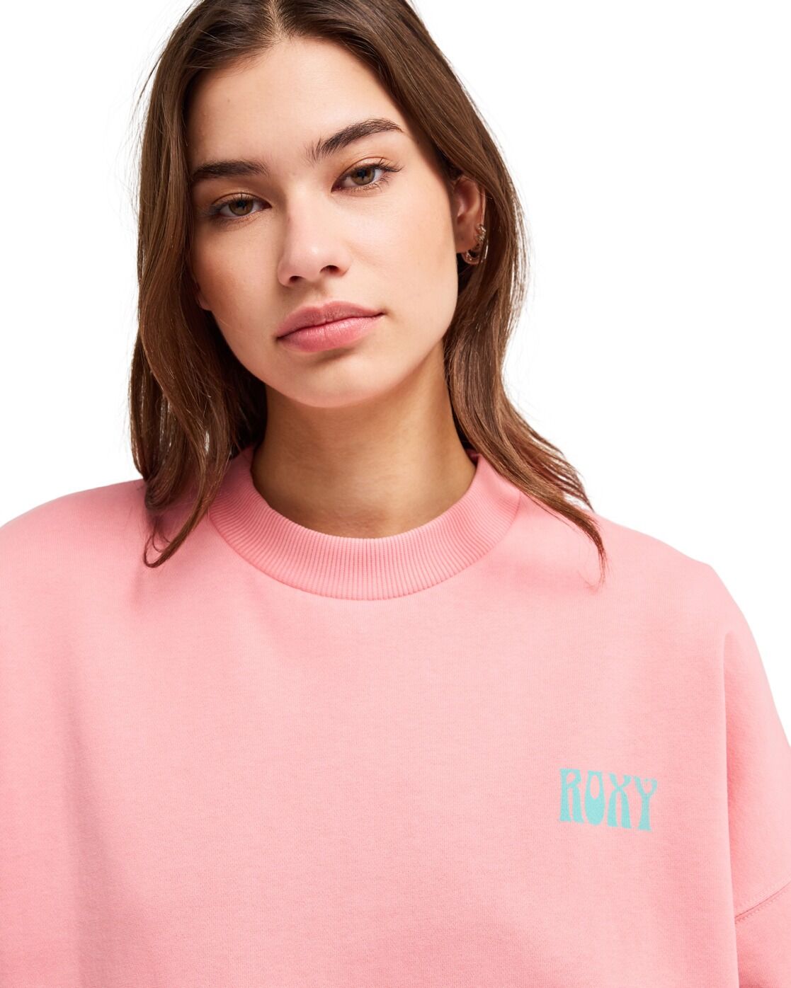 Sweatshirt ROXY "Lineup Oversized", Damen, Gr. M, rosa (plumeria), Obermaterial: 55% Baumwolle, 25% Baumwolle, 20% Polyester., Sweatshirts Sweatshirt