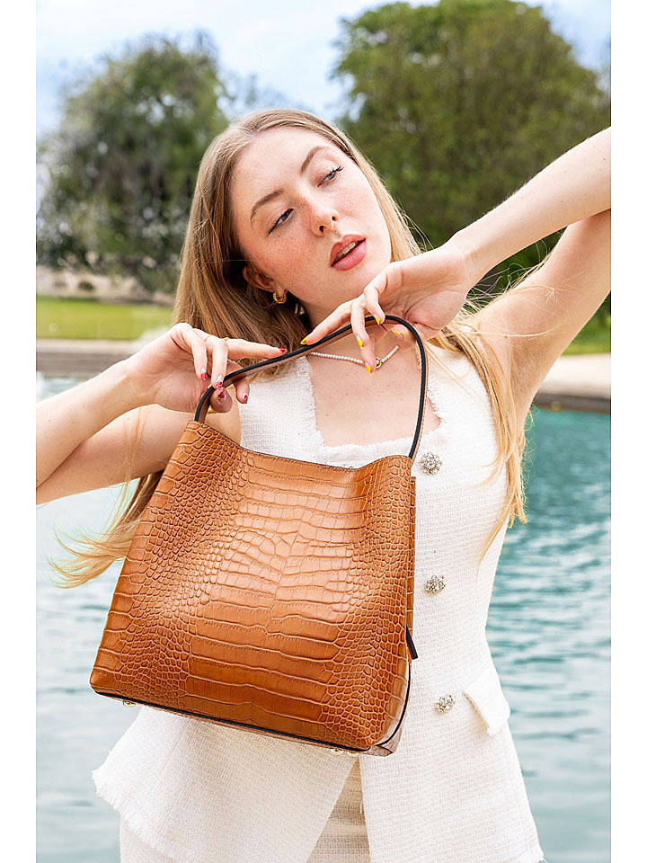 Christian Laurier Leder-Henkeltasche "Lola" in Kamel - (B)27 x (H)28 x (T)14 cm - onesize