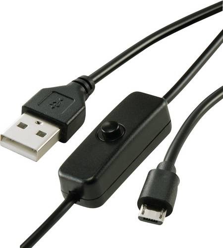Renkforce Strom-Kabel Raspberry Pi, BBC micro:bit [1x USB 2.0 Stecker A - 1x USB 2.0 Stecker Micro-B] 1.00m Schwarz inkl