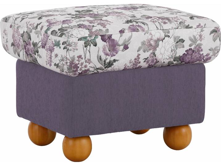 Hocker HOME AFFAIRE Milano , lila (flieder, flieder geblümt), B:62cm H:45cm T:50cm, Chenille (70% Polyacryl, 30% Polyester);Chenille (70% Polyacryl, 30% Polyester) auf Korpus und Zierkissen, Sitz und Rücken im Blumenmuster »Paradise« (100% Polyester), Hocker, Hocker