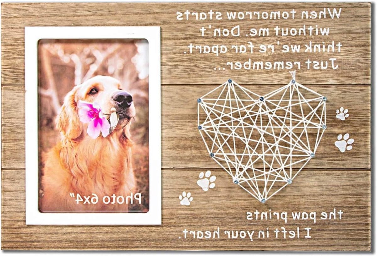 Handgemaakte String Art Huisdier Herinneringsfotolijst - Bruin - Voor 4x6 inch foto