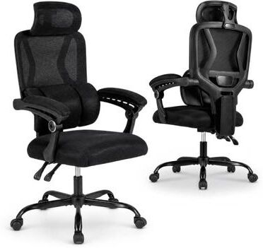 Costway Ergonomic Office Computer Mesh Chair with High Back Adaptive Lumbar Support and 2D Adjustable Headrest-Black