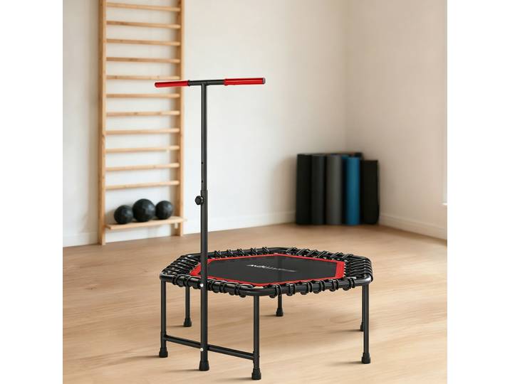 SPORTNOW Trampoline Fitness 114cm Poignée Réglable Rouge