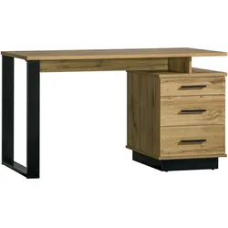 SCHREIBTISCH Lamelo mit 3 Türen und Lamellen, 135 cm, Eiche Wotan