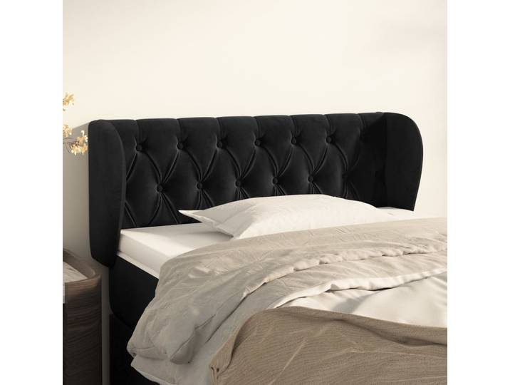 vidaXL Kopfteil mit Ohren Schwarz 103x23x78/88 cm Samt