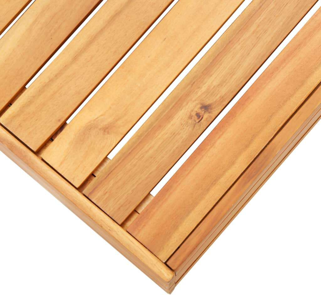 vidaXL Table et repose-pied de jardin et coussin Bois d'acacia massif