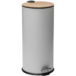 WellHome - Runder Treteimer 30 Liter mit Bambusdeckel 60 cm