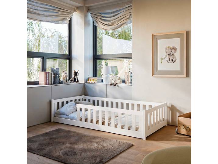 Lit au sol 80x160 sommier inclus Maya Blanc