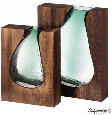 Uniquewise Wood and Glass Inlay Vases - Merging the Natural Warmth and Texture of Wood with the Elegance and Color