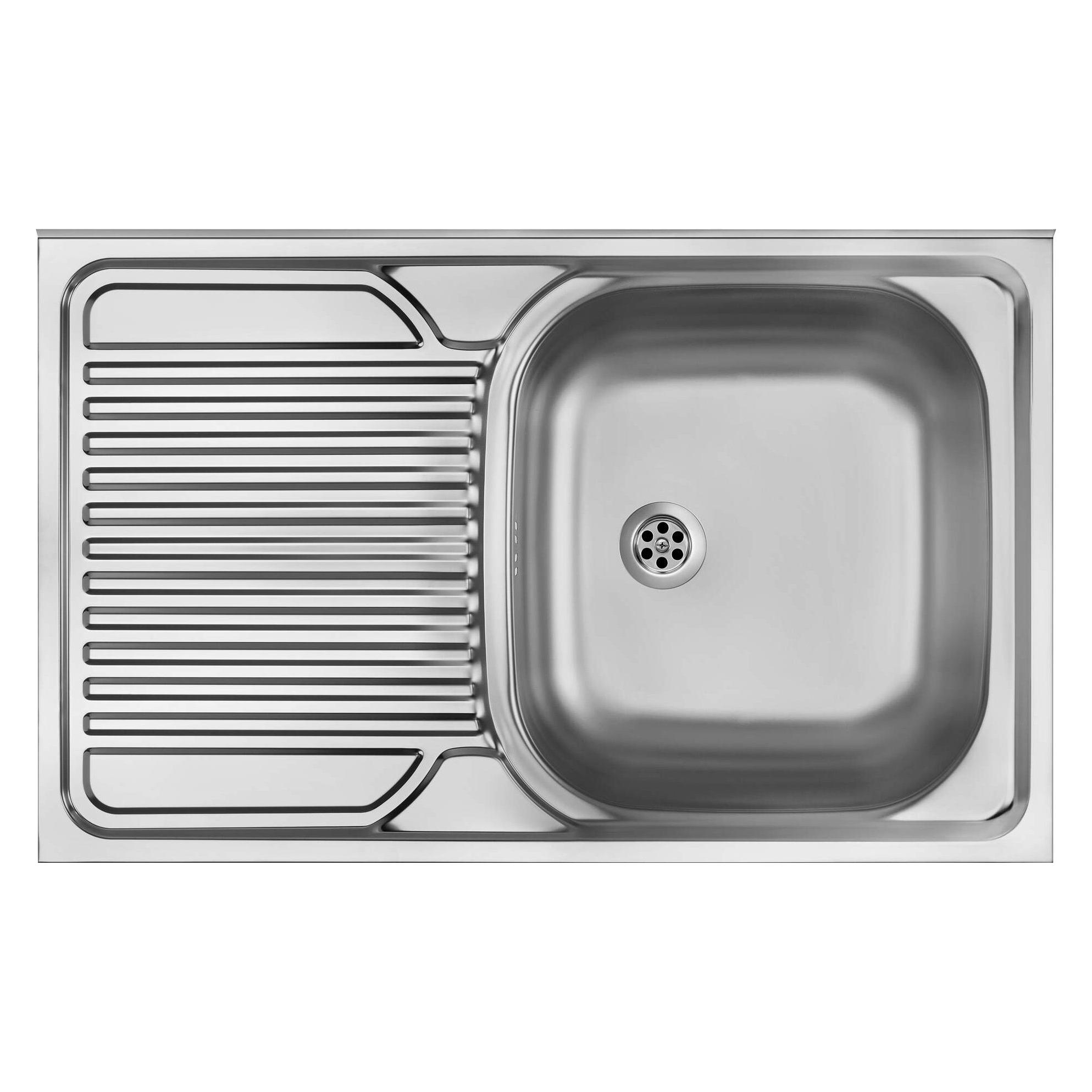 1-Becken-Spüle aus Stahl mit Abtropffläche auf der linken Seite - Auflage (Einbauspüle) (ZM5 011L)
