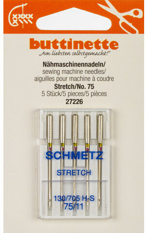 buttinette Nähmaschinennadeln "Stretch", Stärke: 75, Inhalt: 5 Stück