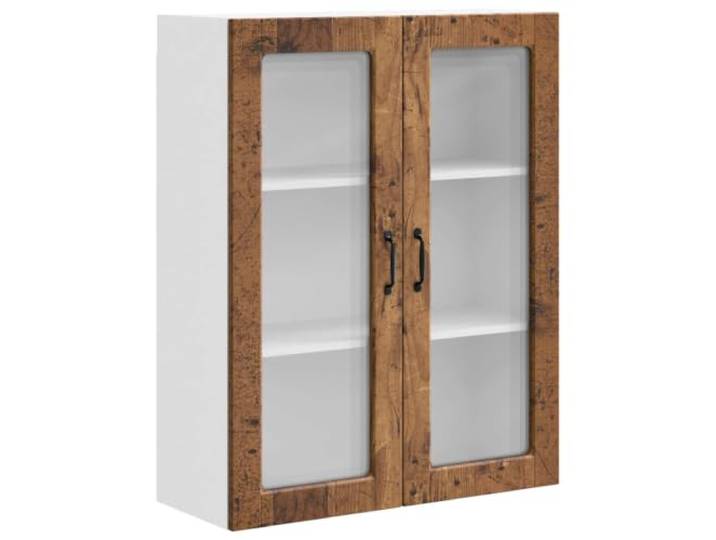 IBUQDDV Wandglas-Schrank Porto Altholz 80 x 31 x 100 cm Holzwerkstoff Wandmontage, Innenbereich, geräumige Regalböden, Küchenutensilien, Vorräte, klare Linien