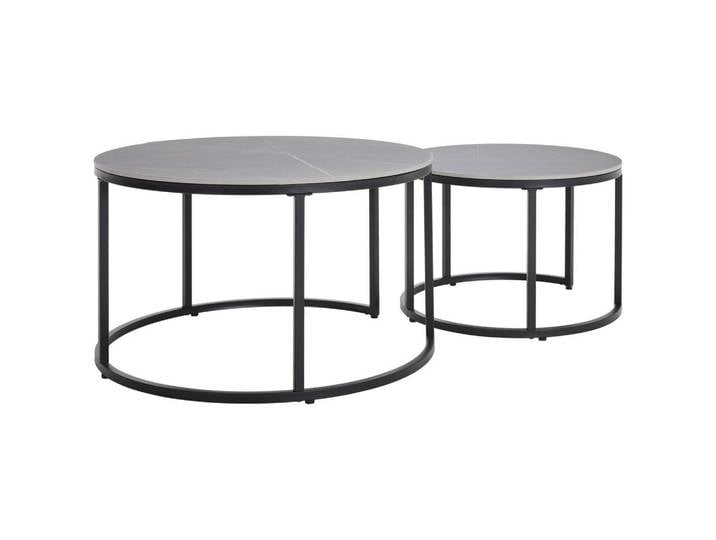 Livetastic Couchtischset, Grau, Schwarz, Metall, Keramik, 2-teilig, rund, rund, 60x46x80 cm, Wohnzimmer, Wohnzimmertische, Couchtische, Couchtische Keramik