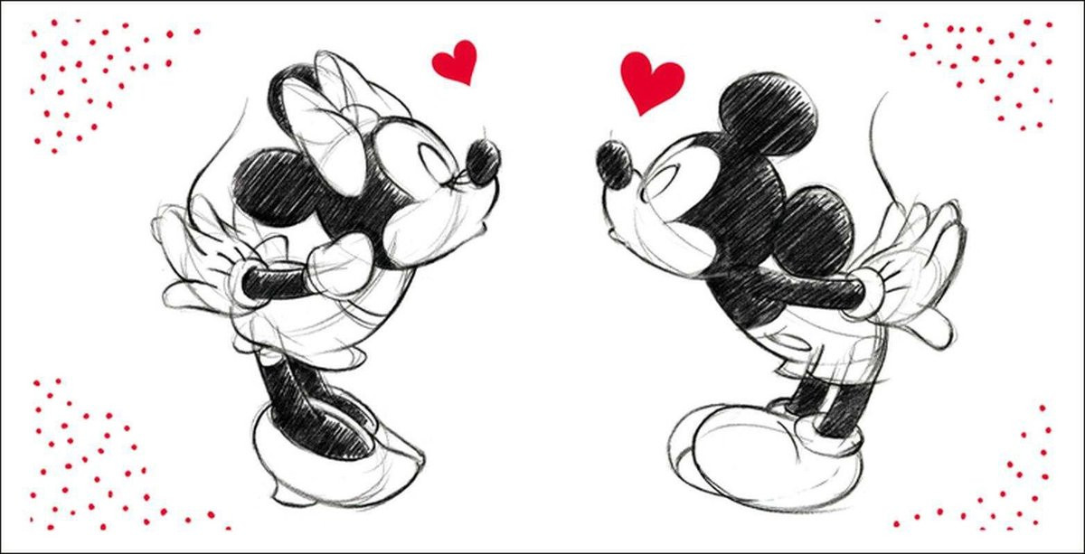 Disney Minnie & Mickey Mouse Strandlaken Kiss, Katoen, 70 x 140 cm