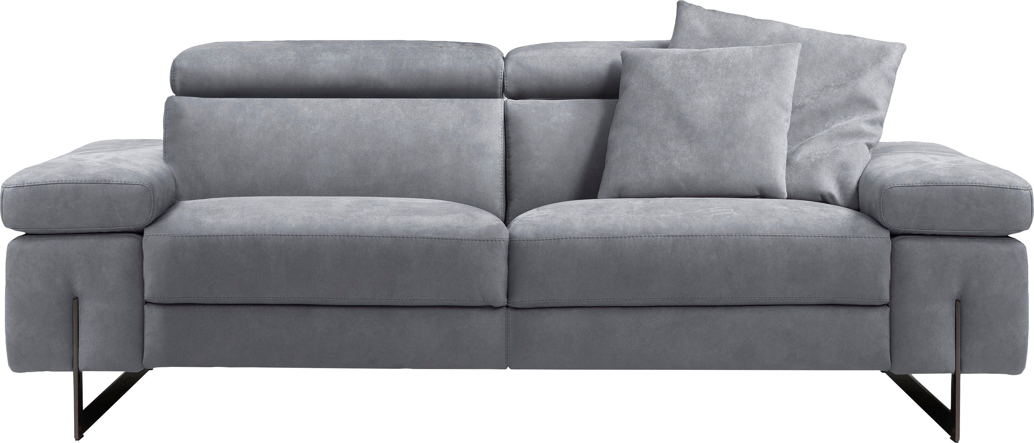 2,5-Sitzer EGOITALIANO "Candice, elegant und edel, hochwertiges Designsofa, bequem", grau (steingrau), B:222cm H:100cm T:108cm, Luxus-Micofaser Lederoptik (100% Polyester) ist ein neues technisches Gewebe mit einem visuellen und taktilen Aspekt, der dem N