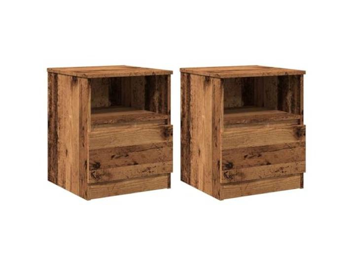 GHVBNMF 2er Set Nachttische Altholz-Optik 40x40x51cm Beistelltisch Kompakte Nachtkonsolen fürs Schlafzimmer mit Schublade, offener Ablage und robuster Metall-Konstruktion.
