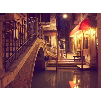 Fototapete PAPERMOON "VENEDIG-CANAL GASSE ALTSTADT RETRO GASSE BLUMEN MAUER", bunt, B:3m L:2,23m, Vlies, Tapeten