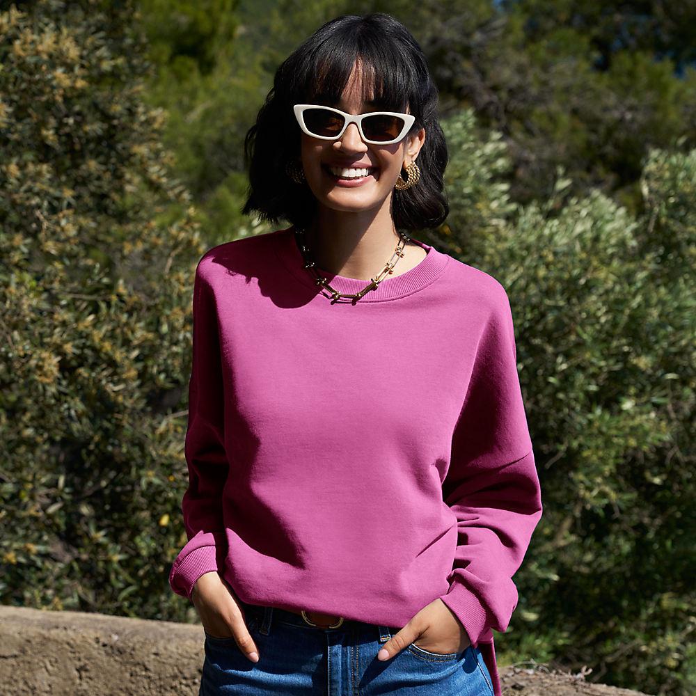 Leichtes Sweatshirt in Petite-Größe, Damen, size: petite, Pink, Baumwolle, by Lands' End