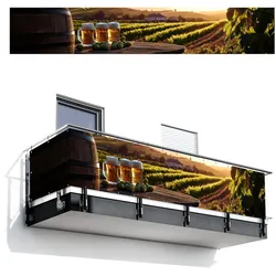 BALKON-SICHTSCHUTZ Bier - Hopfen - Landschaft Groß 500x90 cm