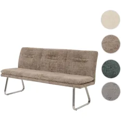 Sitzbank HWC-H70, Esszimmerbank Bank Polsterbank, Lehne Stoff/Textil Chenille Edelstahl gebürstet 180cm ~ braun