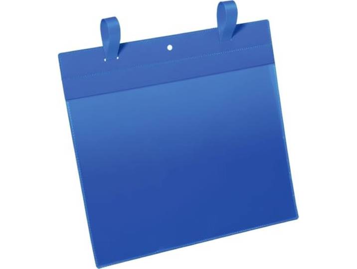 Durable Porte Étiquette Logistique avec Sangles\, A4 Paysage\, bleu\, 175107 Pochette pour caissons et bacs\, polypropylène avec rabat\, format paysage 297 x 210 mm\, lecture scanner\, Made in Germany