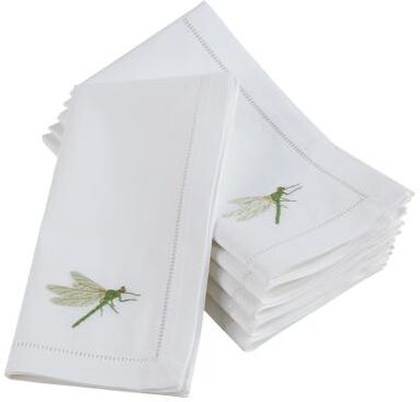 Saro Lifestyle Embroidered Dragonfly Hemstitched Cotton Napkin (Set of 6)