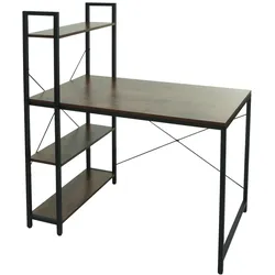 Mendler Schreibtisch mit Regal HWC-K81, Laptoptisch Bürotisch Arbeitstisch, 100x60cm Metall MDF ~ braun