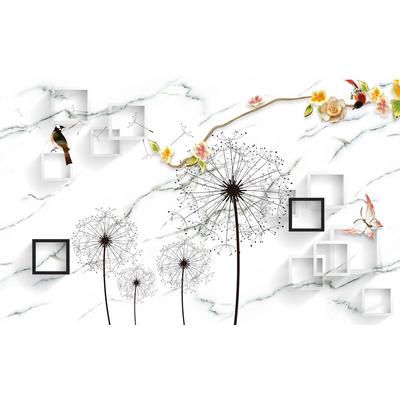Fototapete PAPERMOON "Muster mit Pusteblume", bunt, B:4,5m L:2,8m, Vlies, Tapeten