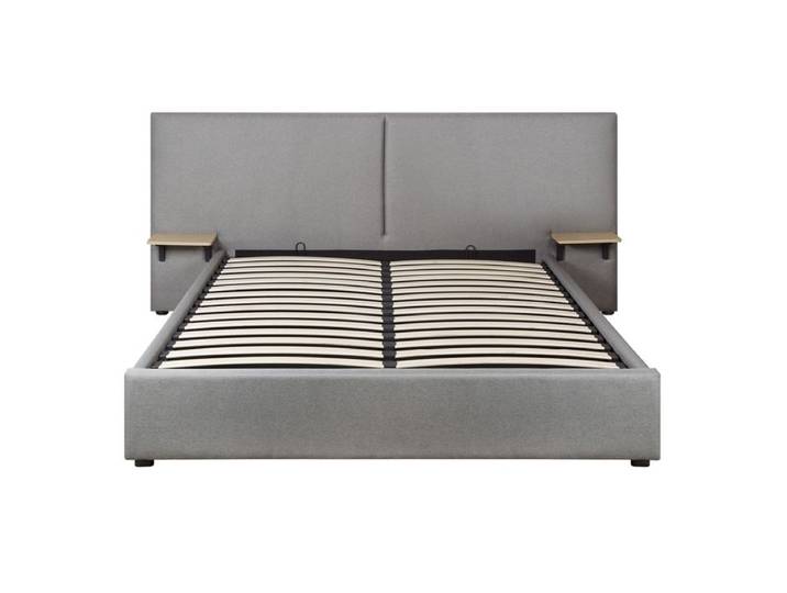Lit coffre 140x190 cm avec chevets REMY tissu gris