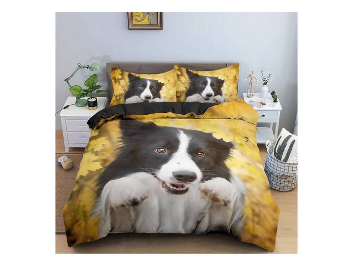 LuxusKollektion Jugendbettwäsche Bettwäsche Border Collie 155x220 3D Druck Mikrofaser