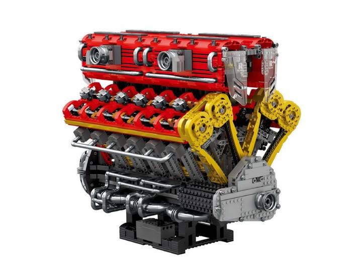 Reobrix 33017 Spielbausteine, (Konstruktionsspielzeug, 4719 St., Bauset mit 4719 Teilen), Großformatiges V12 Motor Displaymodell