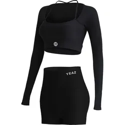 Yeaz, Damen, Sporthose, CLUB LEVEL SET Long Top Shorts XL (Black) (XL), Schwarz
