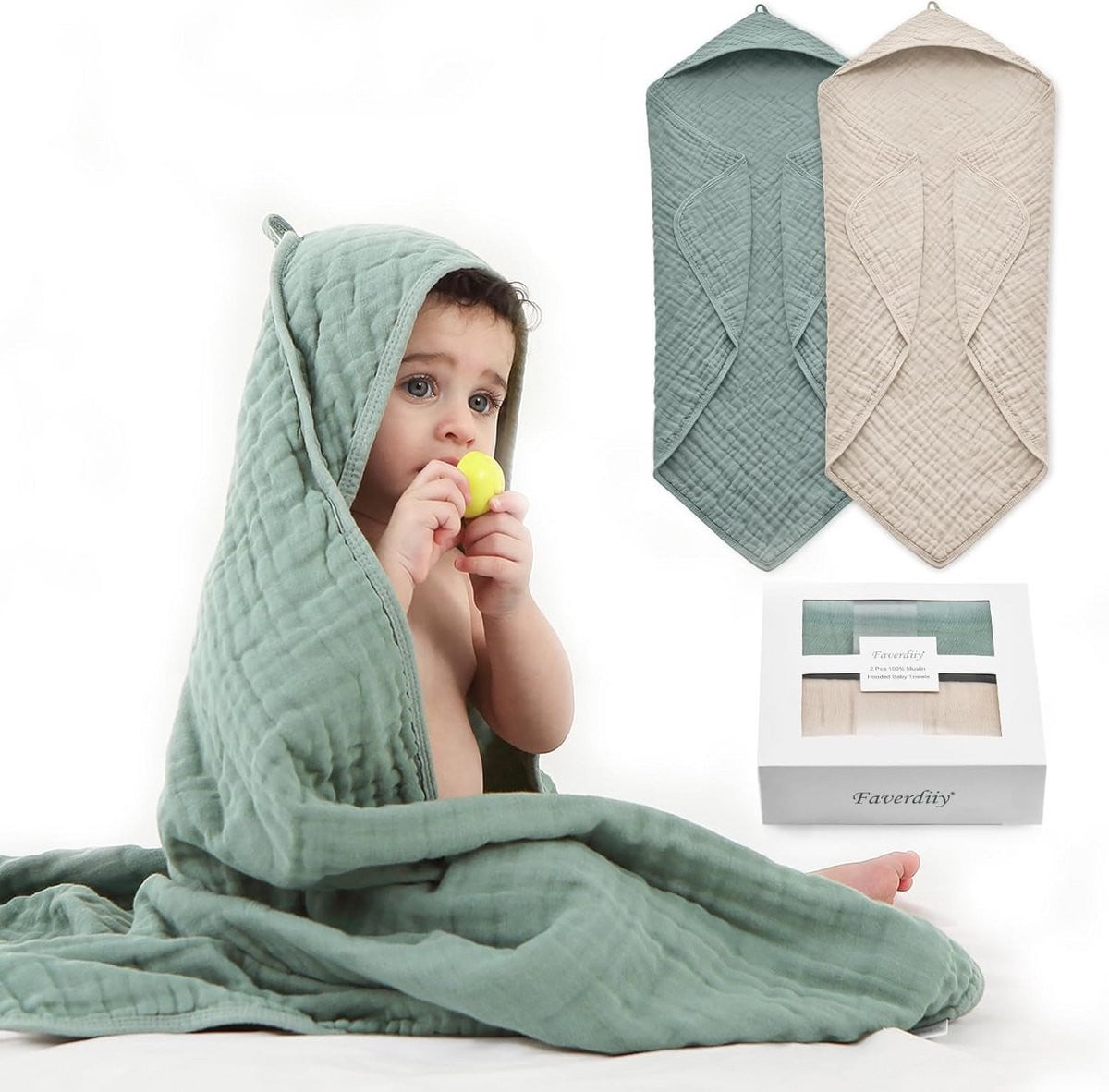 Set van 2 baby badjassen met capuchon