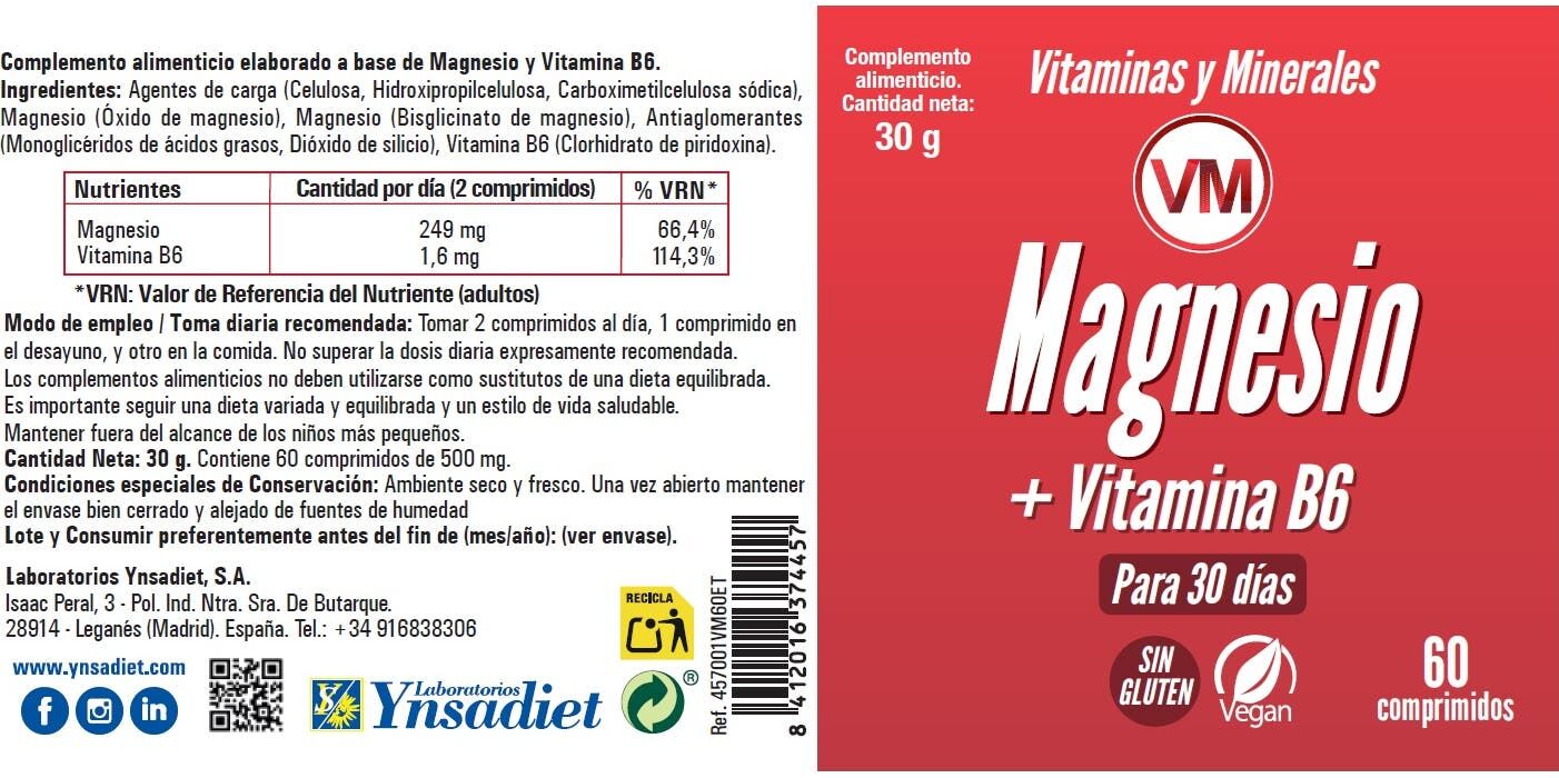 Vitaminas y Minerales Magnesio + Vitamina B6 30 comp